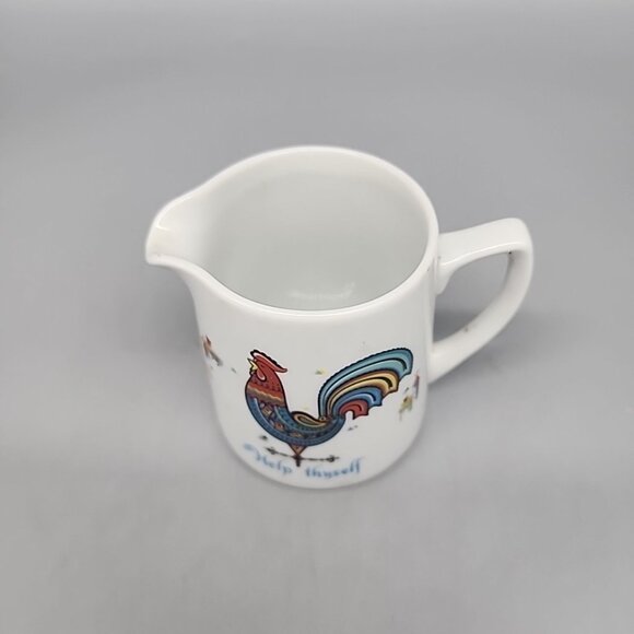 Vintage Scandinavian Berggren 8oz Creamer Rooster Weathervane “Help Thyself” - Picture 2 of 4